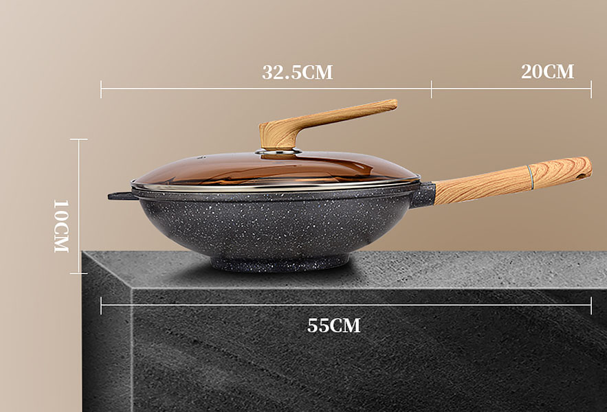 Chảo nhôm chống dính tròn 32cm tay cầm gỗ Umetre UM3268