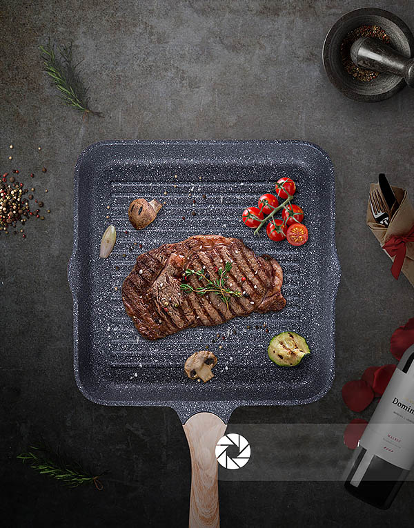 Chảo chống dính vuông tay cầm gỗ Jeetee JT28.