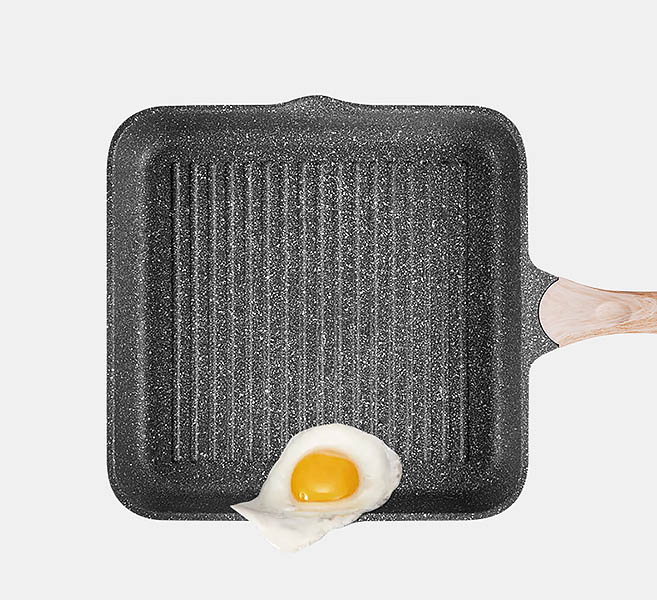 Chảo chống dính vuông tay cầm gỗ Jeetee JT28.