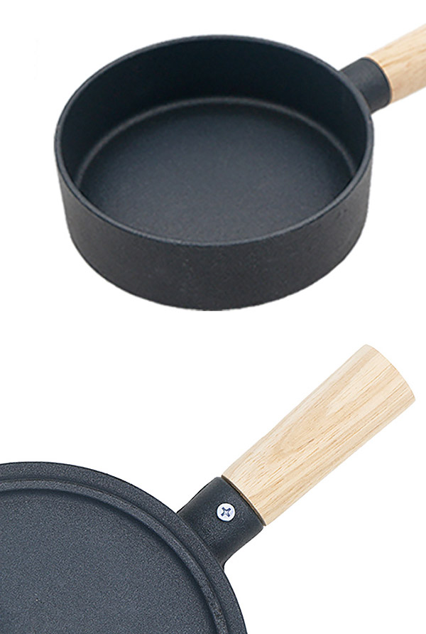 Chảo gang tròn chống dính tay cầm gỗ SL2119