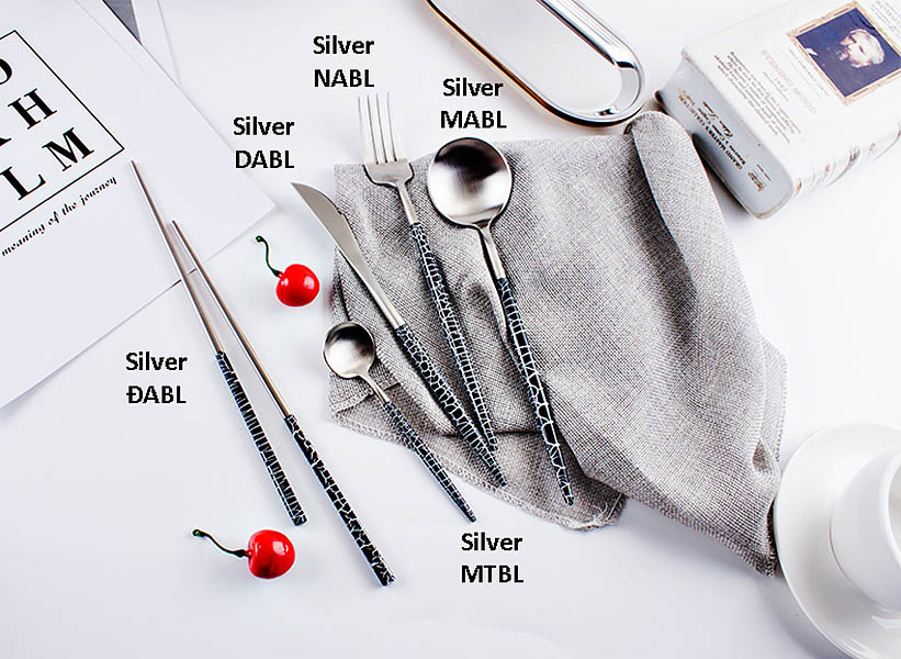 Bộ dao muỗng nĩa đũa inox 304 mạ vàng 18k OEM B202