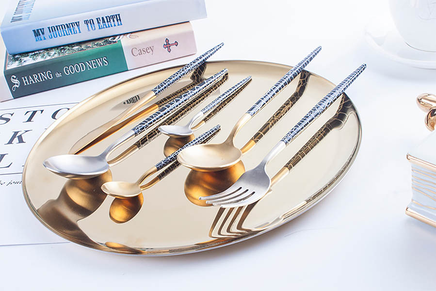 Bộ dao muỗng nĩa đũa inox 304 mạ vàng 18k OEM B202