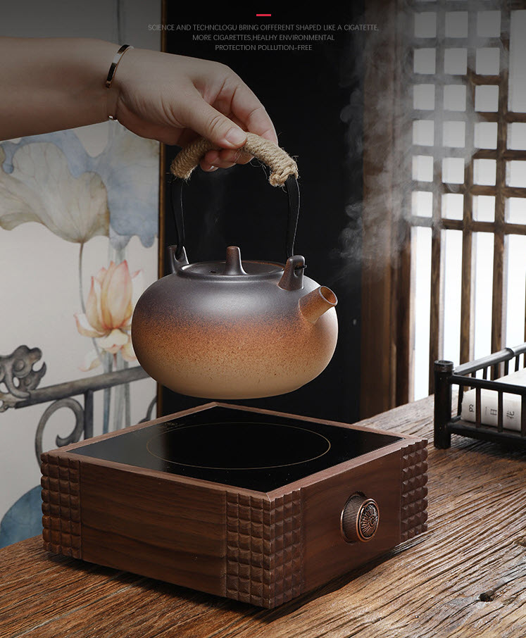 Bếp hồng ngoại gỗ óc chó đun ấm trà Pot Home 56768