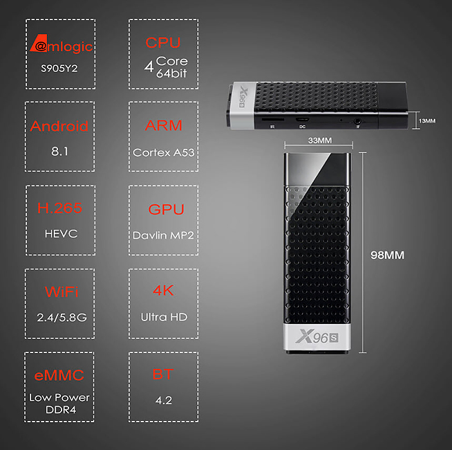 Android TV box CPU 4core 4GB RAM  X96S 