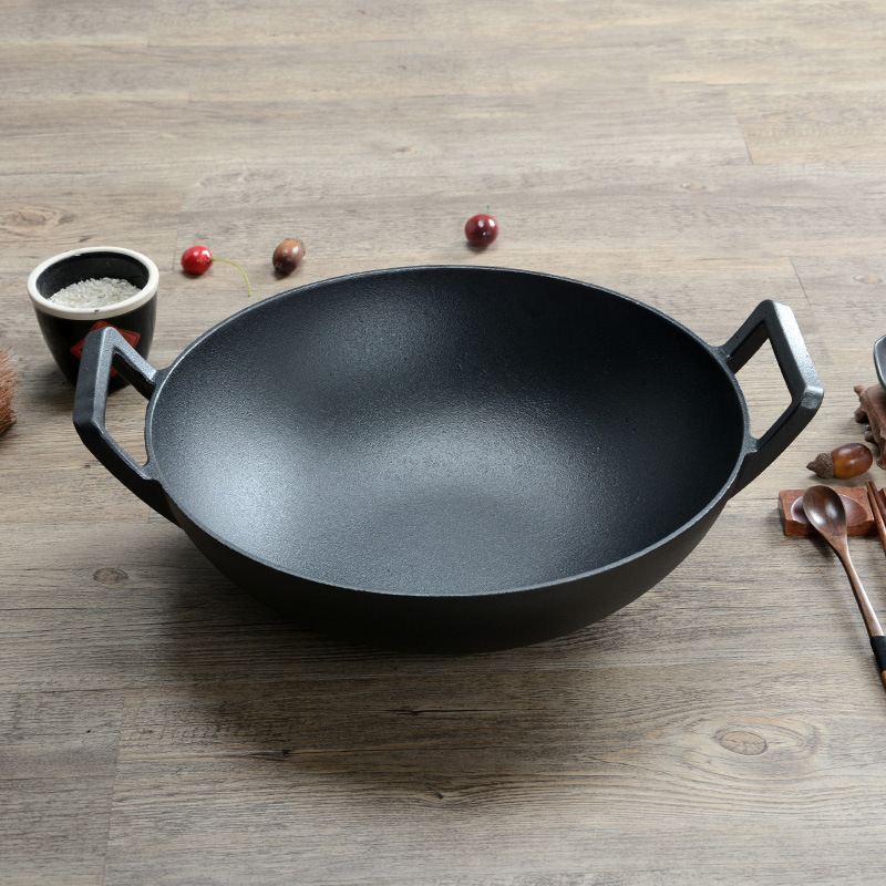 Chảo gang bầu 2 quai không chống dính 32-36cm OEM CO008