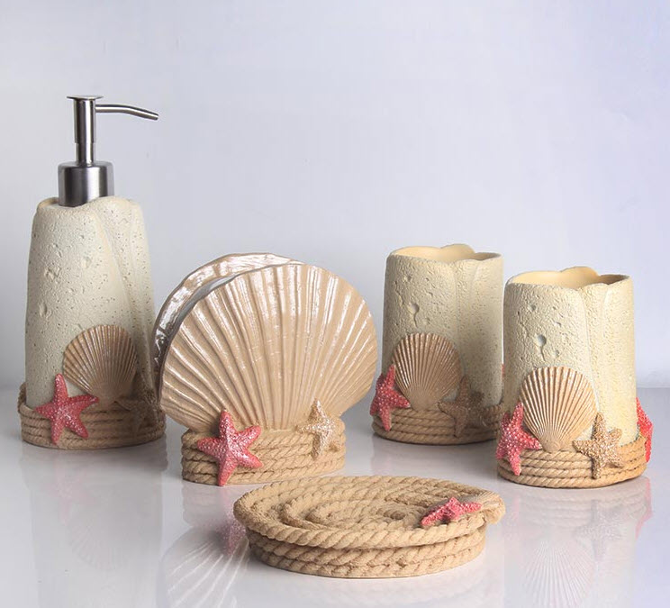 Bộ đồ dùng nhà tắm 6 món phong cách biển cả KSL007