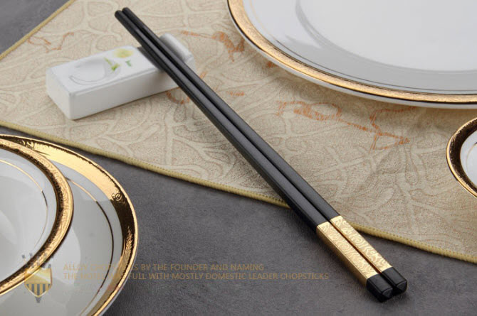 Đũa ăn melamine đuôi mạ vàng KMD Q4933