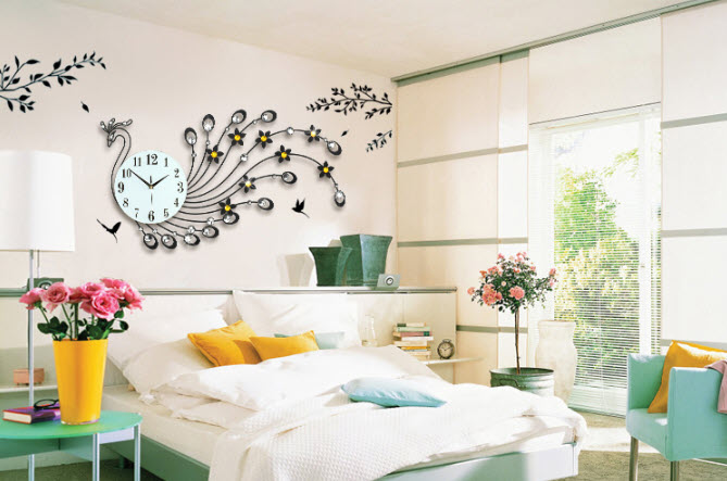 Đồng hồ treo tường hình con công Jiuda JDS307