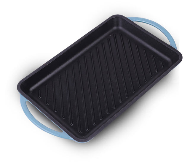 Chảo gang vỉ gang nướng thịt 32x21cm Jinghui KP40