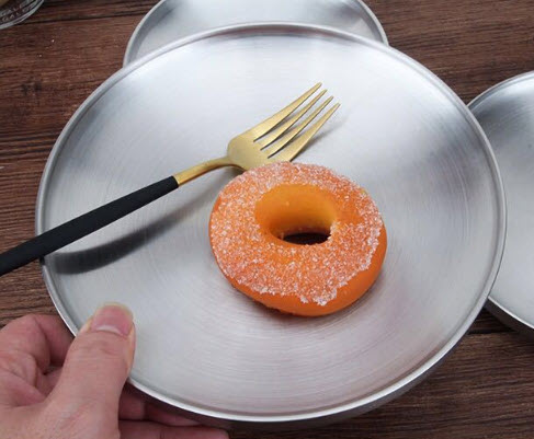 Đĩa inox 304 cấu tạo 2 lớp chống bỏng đựng thức ăn OEM ALR332