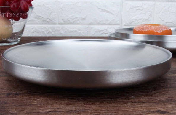 Đĩa inox 304 cấu tạo 2 lớp chống bỏng đựng thức ăn OEM ALR332