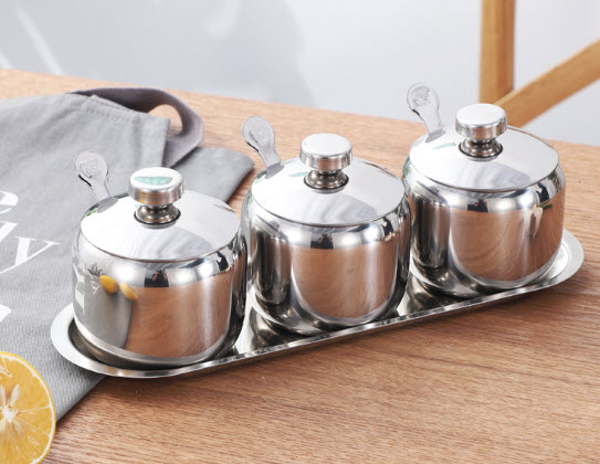 Bộ đựng gia vị 3 ngăn inox 304 Fairy LY3TWG