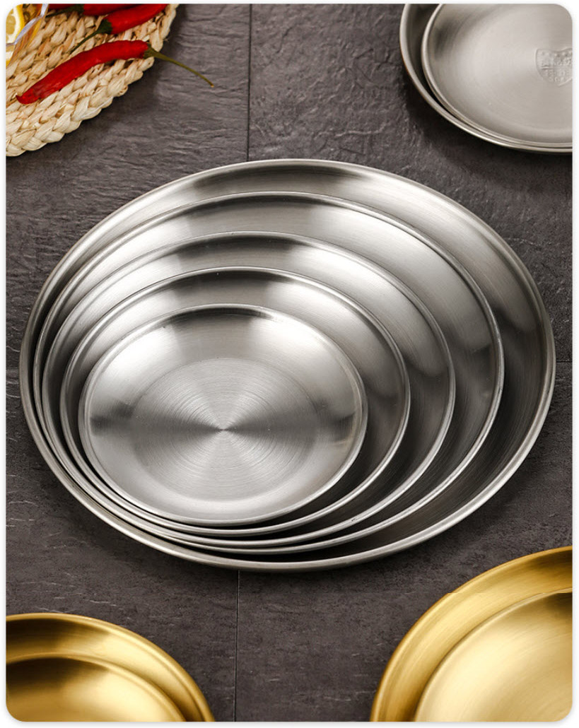 Dĩa inox 304 mạ vàng đựng thức ăn OEM TJ001