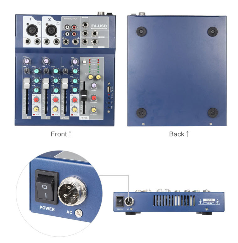 Mixer 4 channel kết nối bluetooth Landis F4