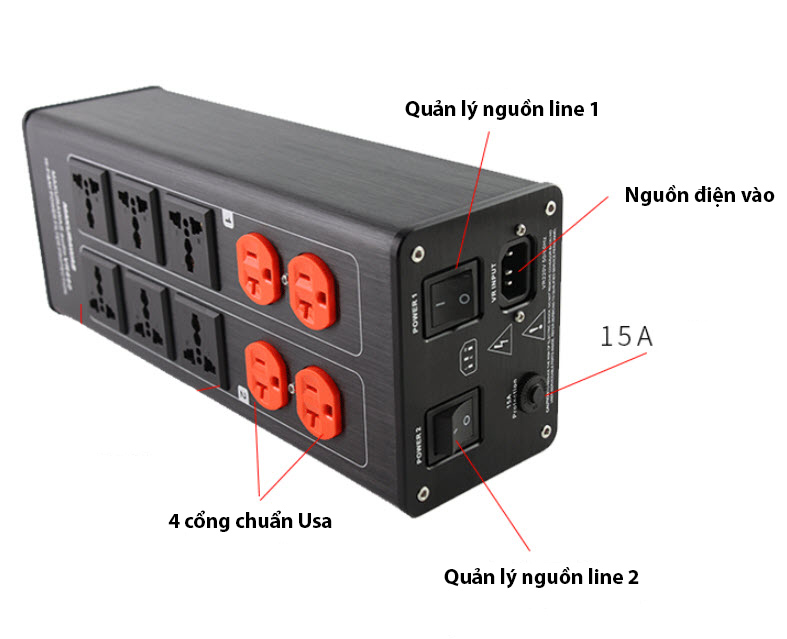 Hộp cấp nguồn âm thanh 15A Makurawas VR890