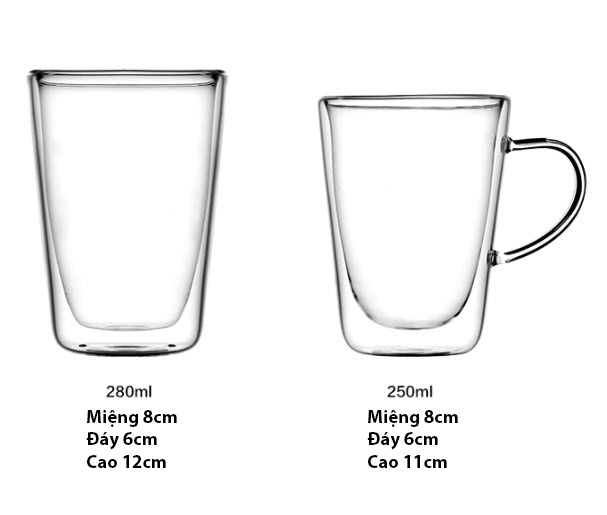 Ly uống cafe thủy tinh cách nhiệt Duoter DT266492