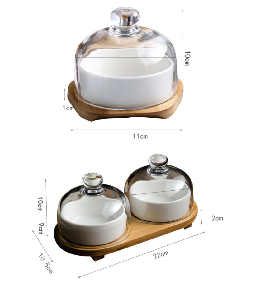 Khay đựng bánh kẹo 6 ngăn topping uống trà sứ trắng JD74561