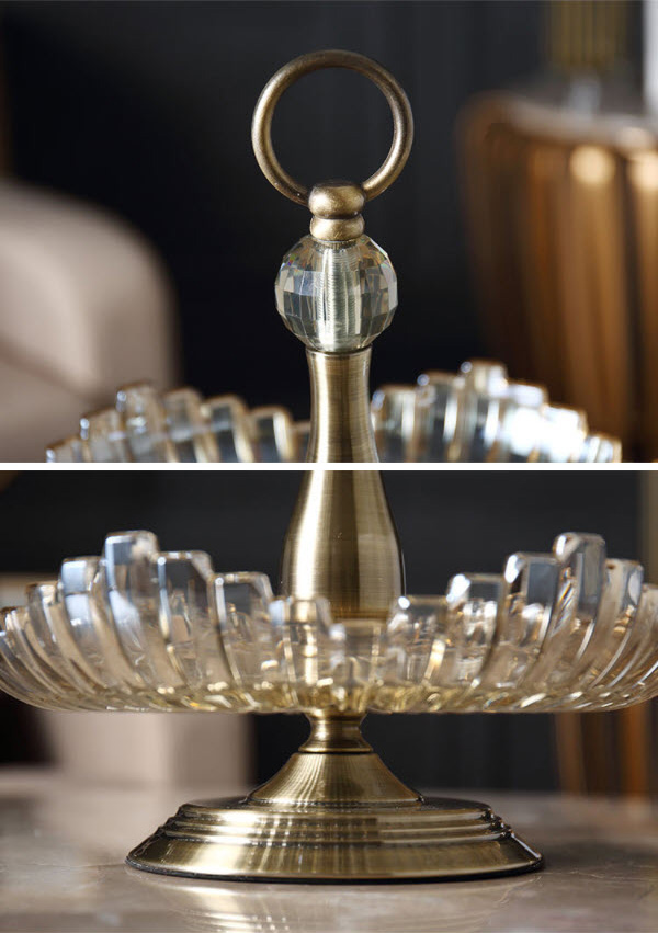 Kệ đựng bánh kẹo trái cây buffet 2 tầng thủy tinh HJ2140