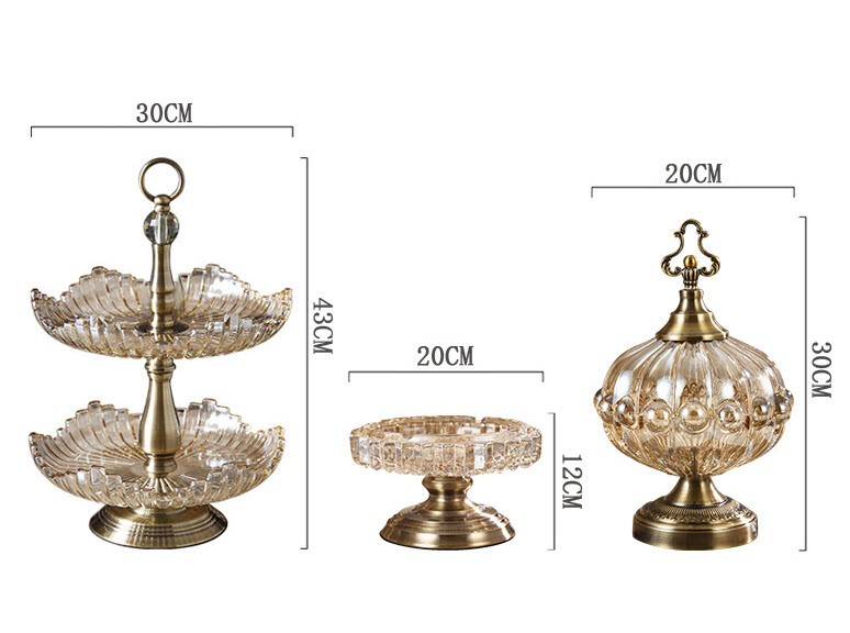 Kệ đựng bánh kẹo trái cây buffet 2 tầng thủy tinh HJ2140