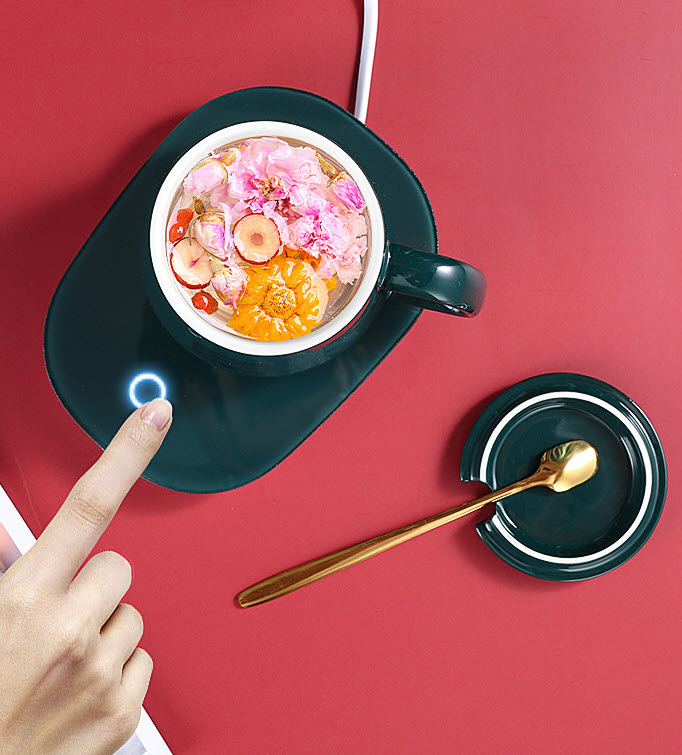 Ly sứ kèm mâm nhiệt hâm nóng Mikuri MB003