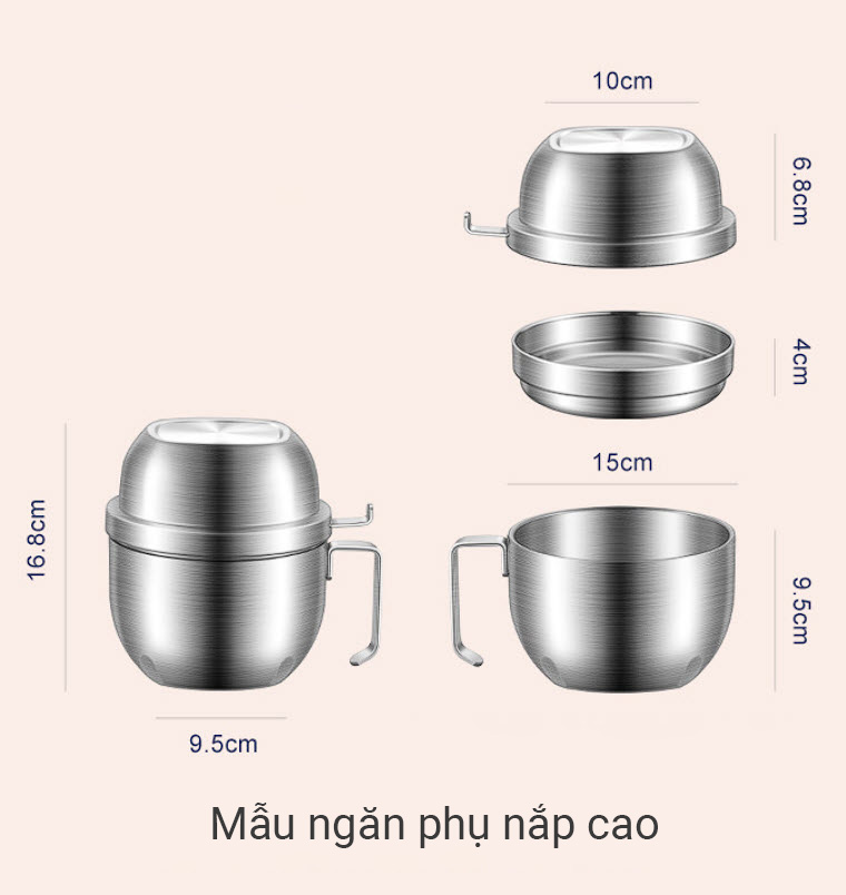 Tô nấu mì 2 lớp cách nhiệt inox 304 OEM SDSS0816