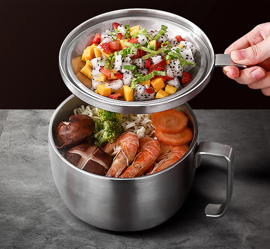Tô nấu mì 2 lớp cách nhiệt inox 304 OEM SDSS0816