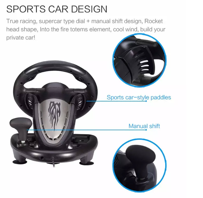 Vô lăng chơi game PXN V3II quay 360 độ có rung