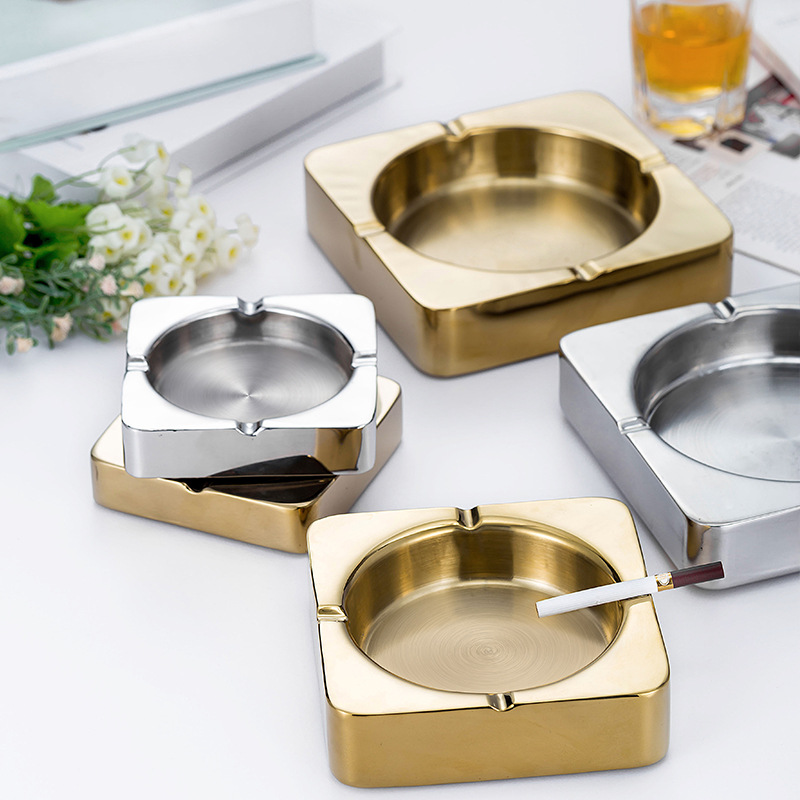 Gạt tàn 2 lớp chống nóng inox 201 mạ vàng Millai ML2422