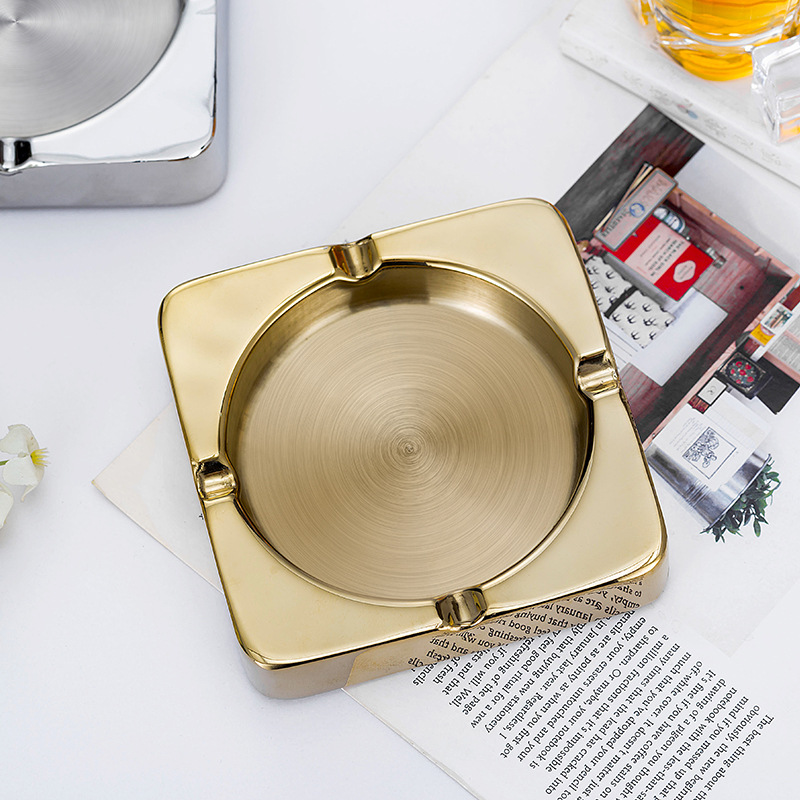 Gạt tàn 2 lớp chống nóng inox 201 mạ vàng Millai ML2422