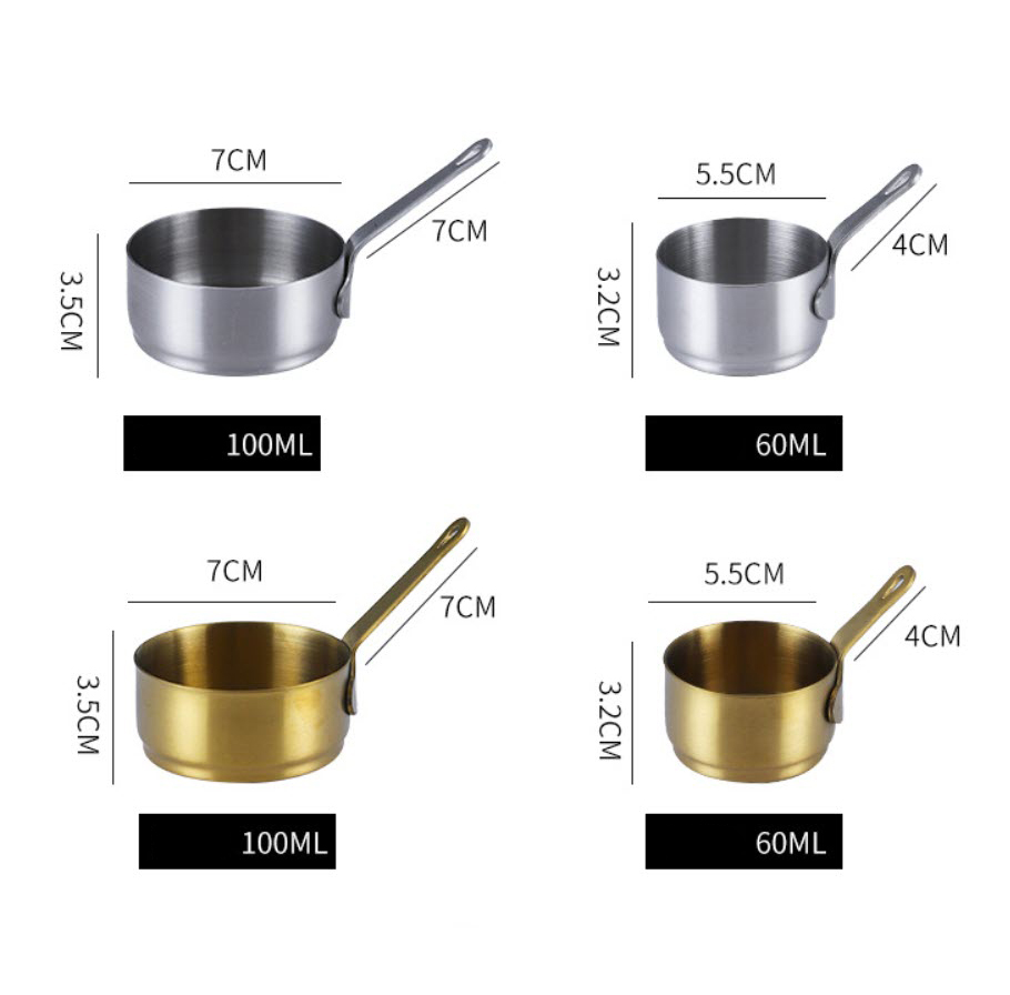 Chén đựng sốt gia vị món Á - Âu cho nhà hàng khách sạn inox 304 mạ vàng Millai ML2423