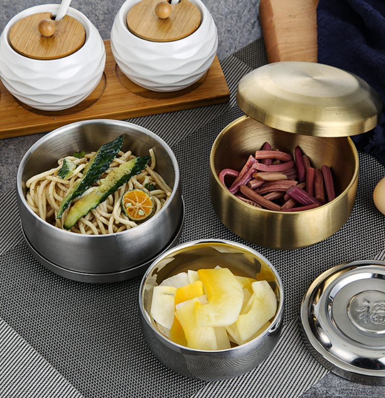 Chén inox 2 lớp có nắp đựng thức ăn gia vị OEM CM51512