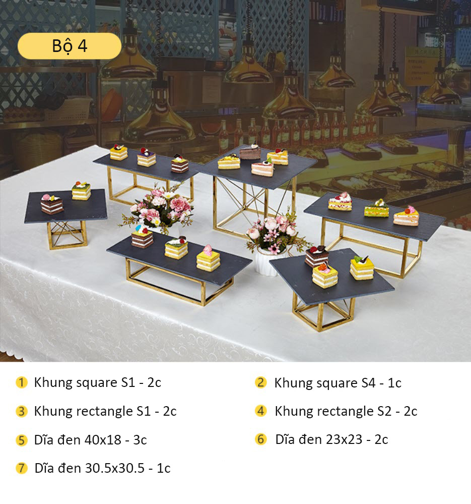 Kệ trưng bày buffet sushi bánh kẹo nhiều size OEM JUX003
