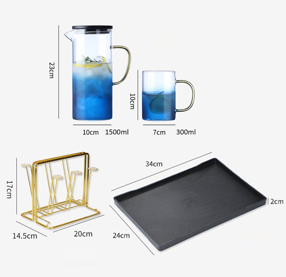 Bộ bình ly thủy tinh chịu nhiệt 1500ml OEM GX018