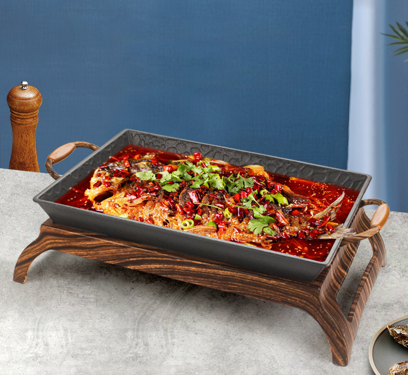 Khay hấp cá kèm bếp cồn hâm nóng hải sản đựng và giữ nóng món ăn buffet CD002