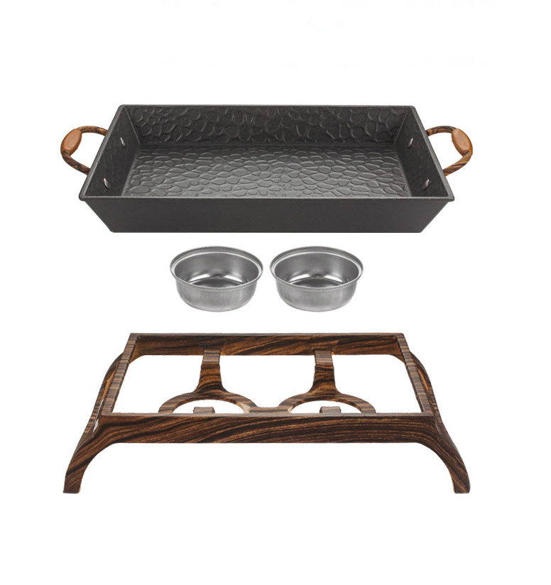 Khay hấp cá kèm bếp cồn hâm nóng hải sản đựng và giữ nóng món ăn buffet CD002