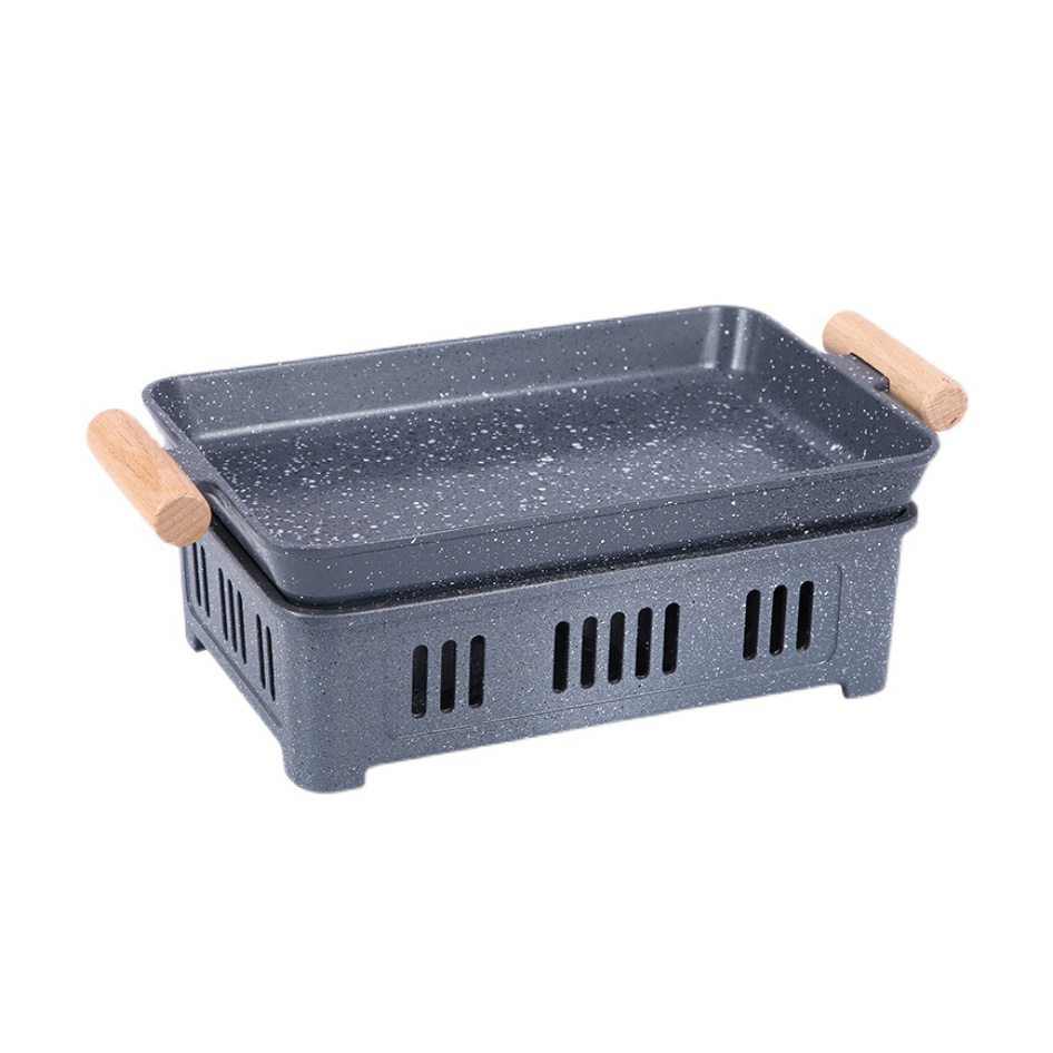 Khay nướng thịt kèm bếp cồn hâm nóng cá, hải sản, các món ăn buffet SS861