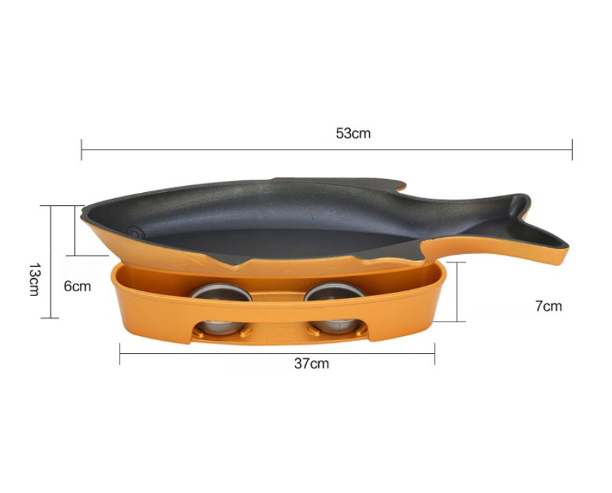 Chảo hấp cá kèm bếp cồn hợp kim nhôm chống dính OEM SS66058