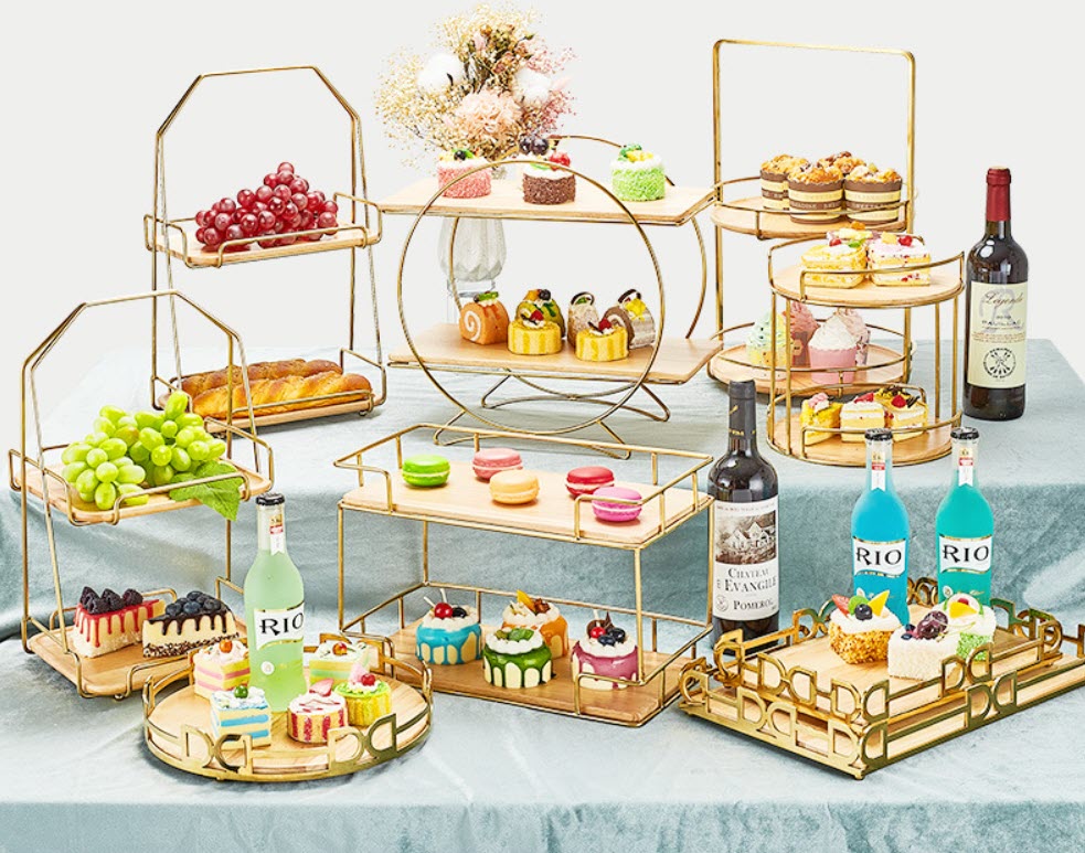 Kệ trưng bày bánh kẹo sushi tiệc buffet OEM JDM102