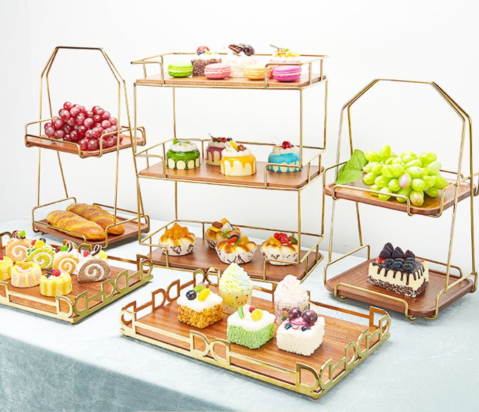 Kệ trưng bày bánh kẹo sushi tiệc buffet OEM JDM102