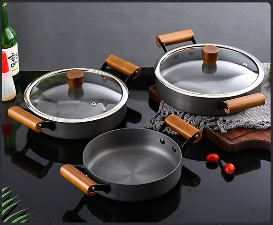 Nồi nhôm oxy hóa cứng tay cầm gỗ Japanese style OEM ZK007