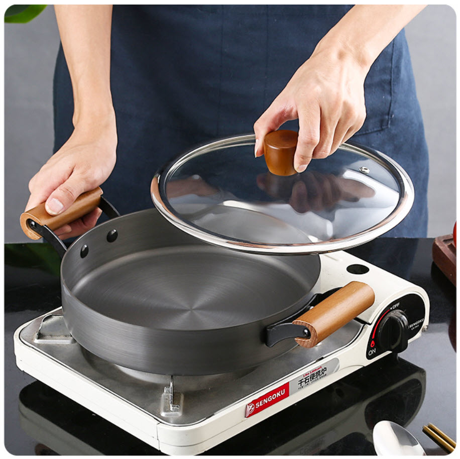 Nồi nhôm oxy hóa cứng tay cầm gỗ Japanese style OEM ZK007
