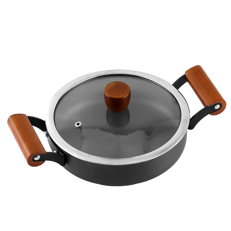 Nồi nhôm oxy hóa cứng tay cầm gỗ Japanese style OEM ZK007