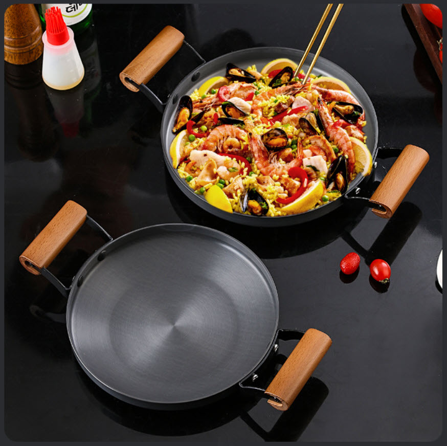 Chảo nhôm oxy hóa cứng tay cầm gỗ Japanese style OEM ZK008