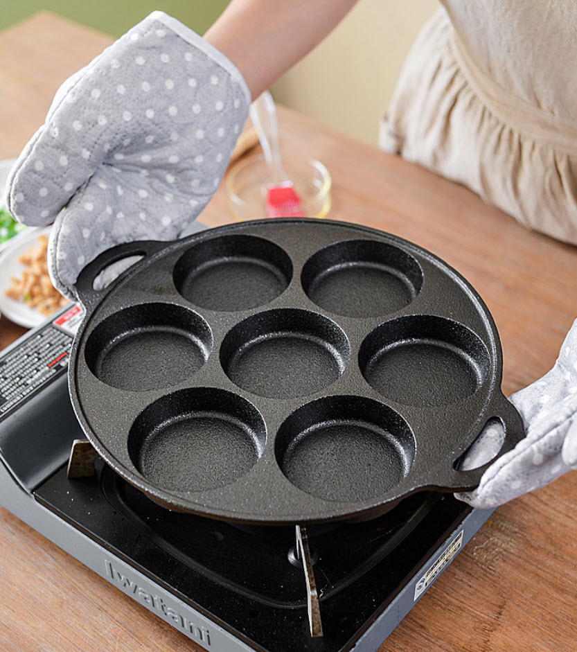Chảo gang ốp la nướng bánh 7 ngăn OEM QK001