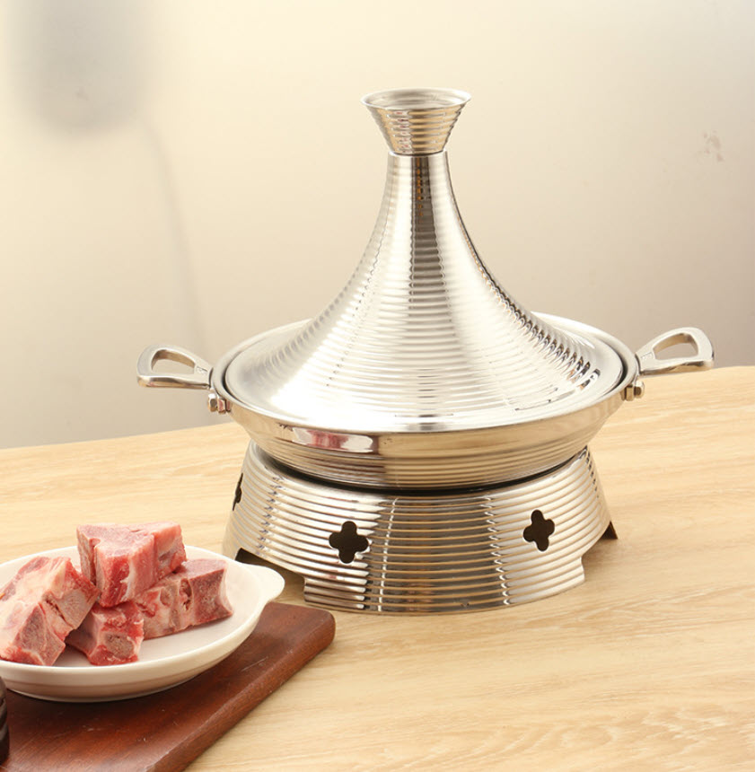 Nồi lẩu kèm bếp cồn inox 3 lớp cho Nhà Hàng OEM ZK014
