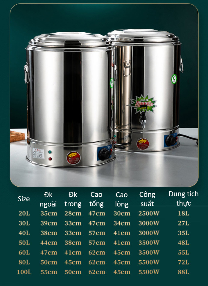 Bình đun nước bình ủ trà hầm soup 20-100L OEM WN505