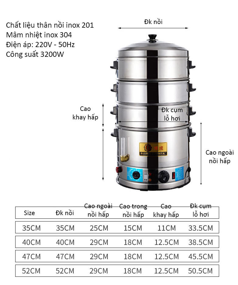 Nồi hấp bánh bao há cảo bằng điện cho Nhà Hàng OEM BC001