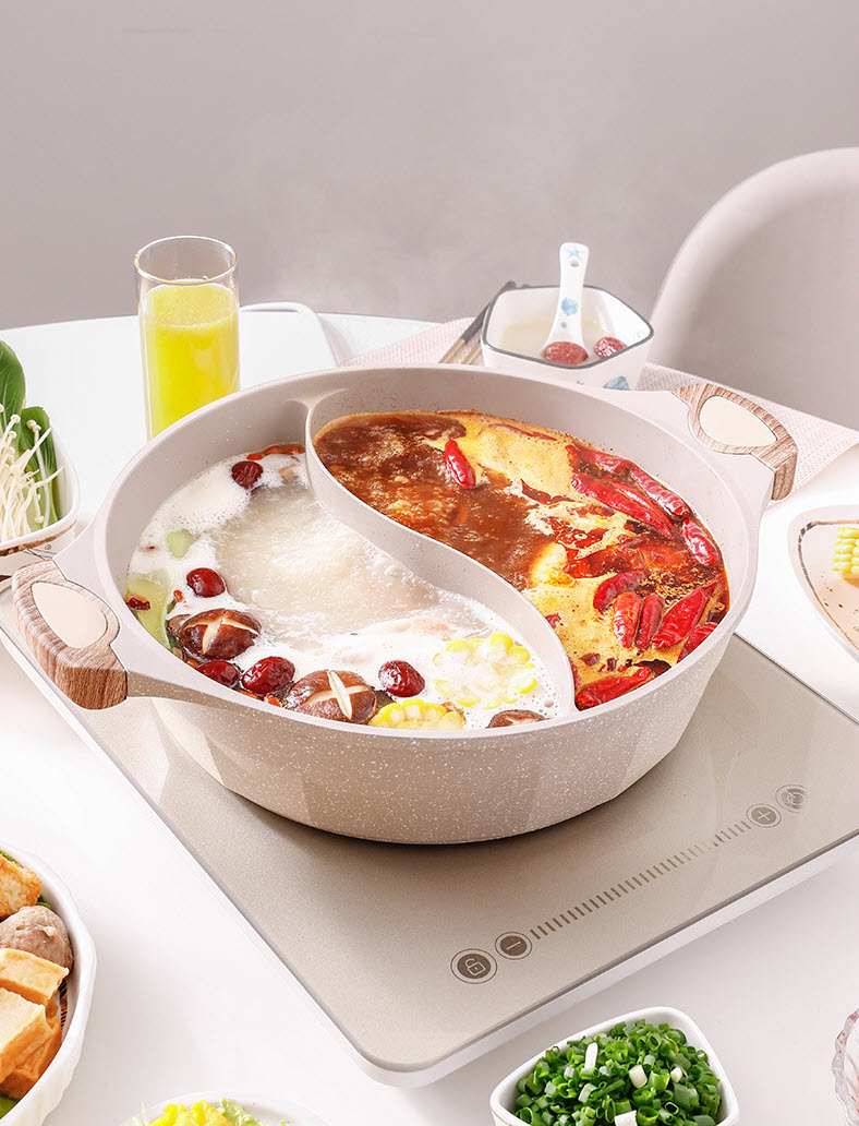 Nồi lẩu 2 ngăn phủ đá maifan 5 lớp OEM 316002WE