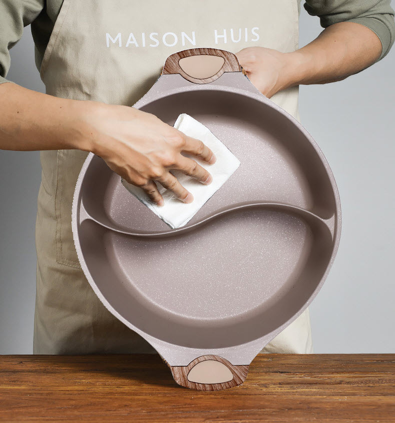 Nồi lẩu 2 ngăn phủ đá maifan 5 lớp OEM 316002WE