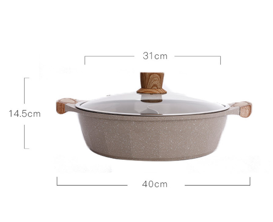 Nồi lẩu 2 ngăn phủ đá maifan 5 lớp OEM 316002WE